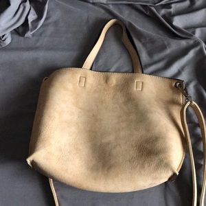 Small reversible tan/beige tote bag